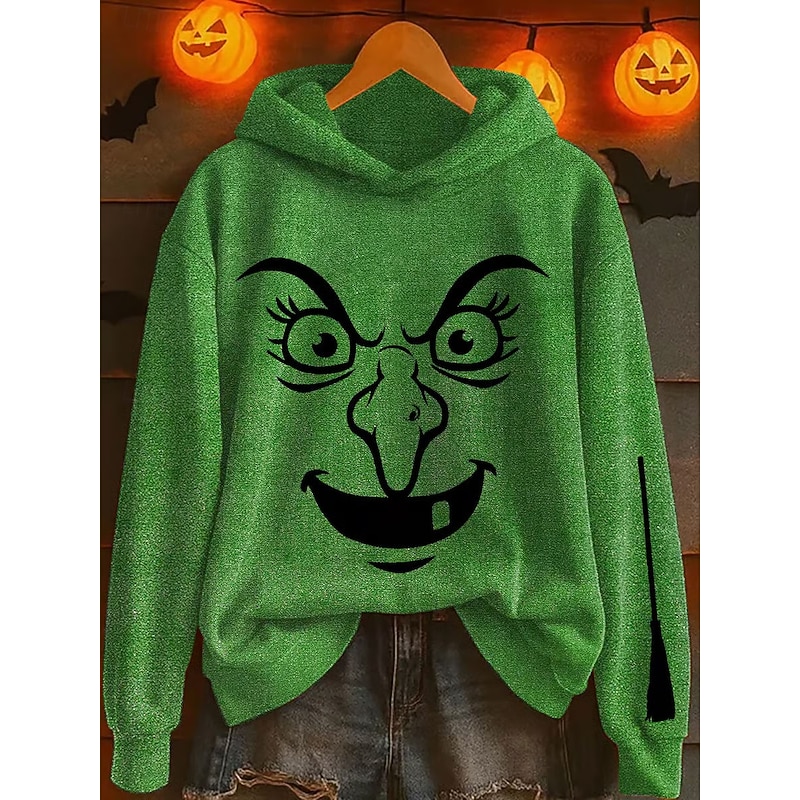 Women's Pullover Hoodie Sweatshirt Graphic Monster Casual Long Sleeve Hooded Regular Tops Party Evening Wear Street Dailywear Purple Orange Green Spring Fall Winter2