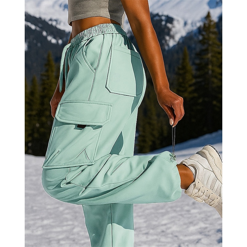 Women's Hiking Pants Trousers Hiking Raincoat Hiking Trousers Fleece Pants Outdoor Regular Fit Waterproof Windproof Warm Pants / Trousers Elastic Waist Black Army Green Camping / Hiking Hunting3