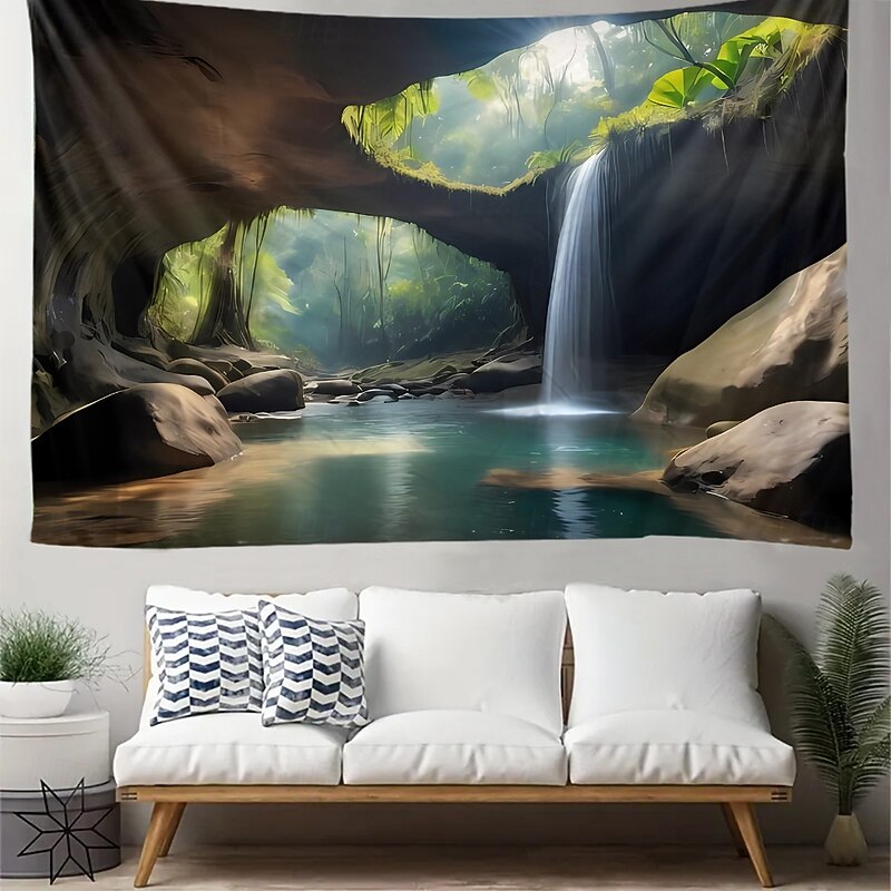 Tapestry Blanket Wall Hangings Waterfall Forest Tropical 3D Bedroom Living Room Dorm Home Decor