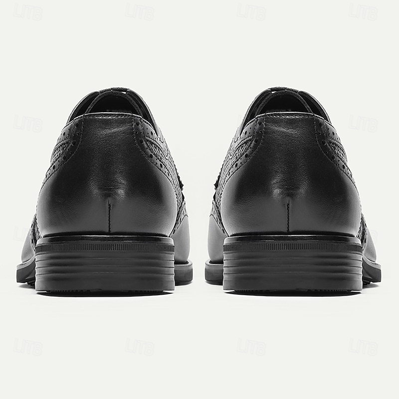 Men's Black Genuine Leather Brogue Oxford Shoes – Elegant Lace-Up Dress Shoes for Business, Banquets and Formal Wear4