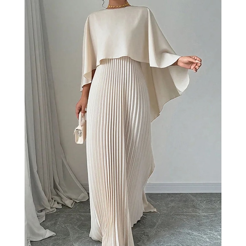 Women's Long Dress Maxi Dress Party Dress Cocktail Dress Ruched Dress Elegant Modern Party Special Occasion Evening Party Regular Fit Plain Long Sleeve Crew Neck Black Red Beige Fall Winter4