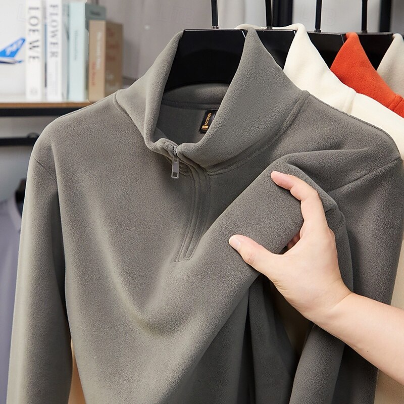 Women's Zip Up Top Polar Fleece Sweatshirt Long Sleeve Top Athleisure Solid Colored Polar Fleece Soft Warm Gym Outdoor Running Sportswear Activewear Black White Orange