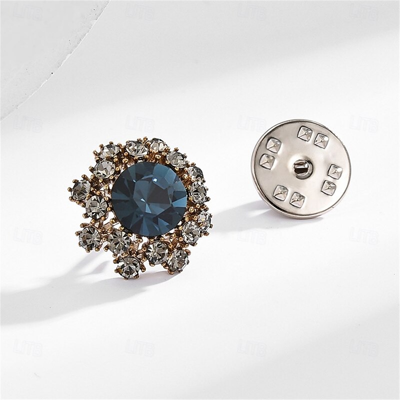 Brooches Geometrical Flower Fashion Simple Classic Brooch Jewelry Blue For Wedding Party Gift Engagement Prom Festival3