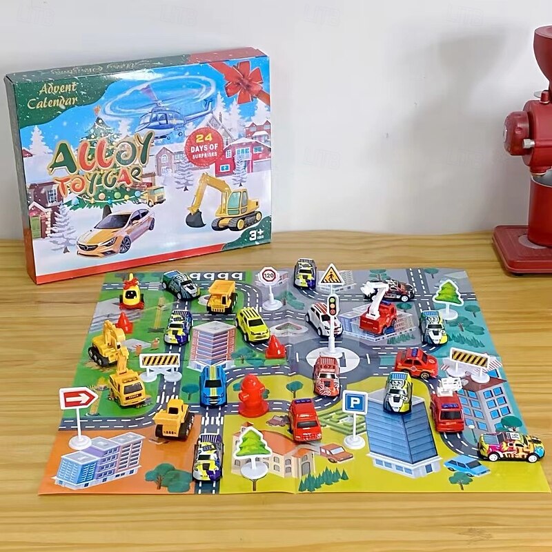 Advent Calendar 2025 for Kids Boys 24 Days Christmas Countdown Calendar with Pull-Back Cars Vehicles Holiday Gifts Christmas Advent Calendars Cars Set for Kids Toddlers Boys3