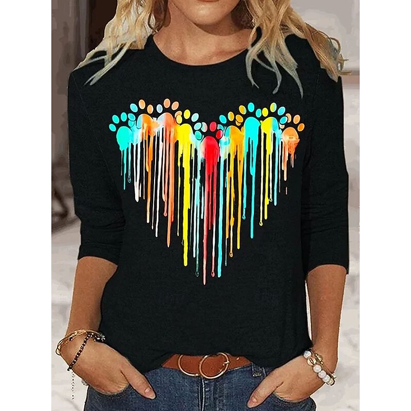 Women's T Shirt Graphic Animal Vintage Stylish Classic Long Sleeve Crew Neck Regular Tops Daily Print Black Blue Spring Fall Winter2