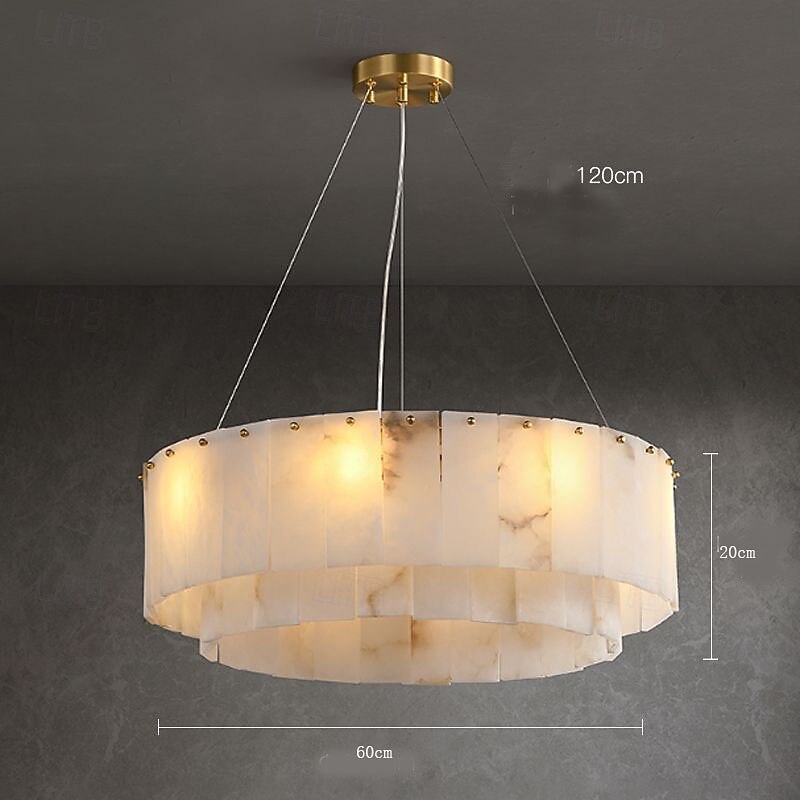 Round Alabaster Chandelier 60cm Chain Adjustable2