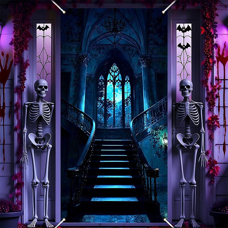 Halloween Posters Door Cover Outdoor Banners Ghost 3D Dark Punk Gothic Style Party Dorm Teens Room College Dorm Guys Man Cave Frat Bedroom Shooting Backgrounds Home Decor2