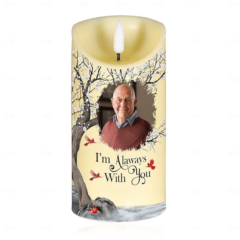 Personalized Memorial LED Candle Custom Photo Sympathy Gifts For Loss Of Loved Ones, Elegant Remembrance Light for Home Bedroom Decor, Tribute to Passed Loved Ones4