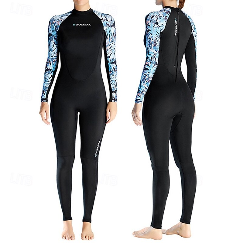 Women's Full Body Swimwear Dive Skin Suit UPF50+ Long Sleeve Swimwear Back Zip Swimming Diving Surfing Snorkeling Patchwork Summer Spring Autumn