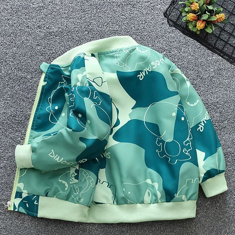 Kids Unisex Baseball Jackets Outerwear Color Block Long Sleeve Zipper Comfort Soft Coat Outdoor Fashion Daily Green Spring Fall 4 years+