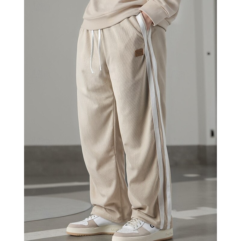 Men's Sweatpants Trousers Corduroy Pants Drawstring Pocket Elastic Waist Color Block Comfort Sports Outdoor Daily Fashion Casual ArmyGreen Black Micro-elastic3