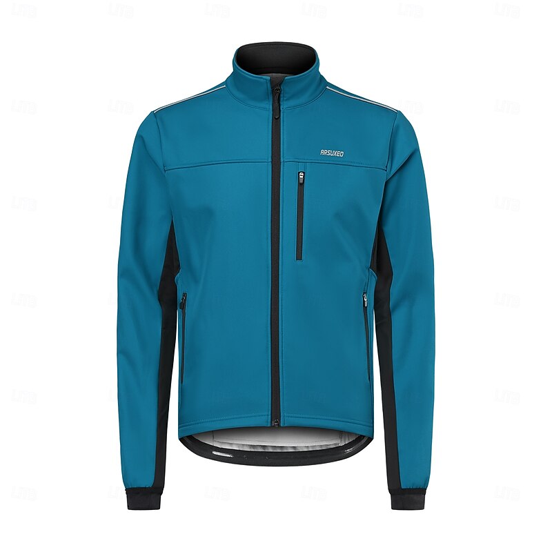 Arsuxeo Men's Cycling Jacket Windbreaker Fleece Jacket Winter Warm Ventilation Back Pocket Comfortable Bike Jacket Tracksuit Mountain Bike MTB Road Bike Cycling City Bike Cycling Black Red Blue Bike2