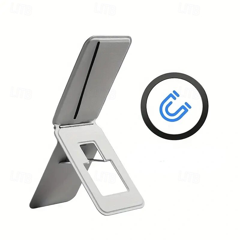 Multi-functional Magnetic Phone Holder with Card Slot and 1 Adhesive Magnet Compatible with iPhone Series Multi-scenario Use Adjustable Angle and Strong Magnetic Foldable Stand4