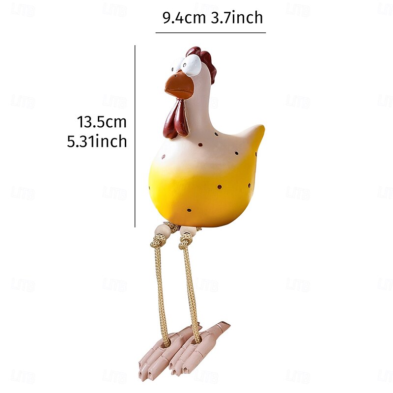 Cute Funny Big-Eyed Long-Leg Chicken Figurine – Creative Garden Hanging Chicken and Turkey Sculpture, Miniature Art Ornament for Home and Outdoor Garden Decor2