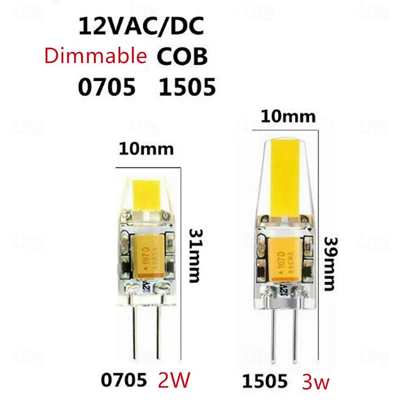 10pcs Dimmable G4 COB LED Light Bulbs Halogen Lamp Replacement 3000K/6000K 2W 3W AC/DC 12V Crystal Spotlight Bulb4