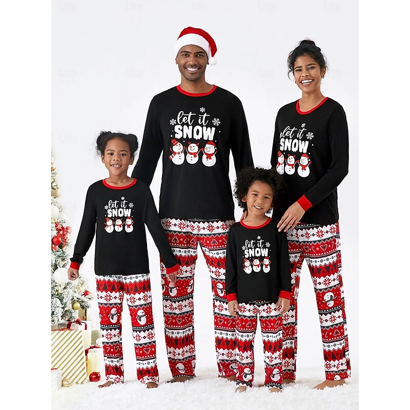 Snowman Family Christmas Pajamas Nightwear Men's Women's Boys' Girls' Family Matching Outfits Sweet Graphic Pattern Adults Kid's Christmas New Year Christmas Eve Home Wear Top Pants