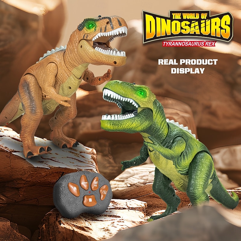 Remote Control Dinosaur Realistic Dinosaur Toys for Kids 3-5Walking3D Eyes Sound Effects Demo Function Jurassic Toys for Christmas Kids 3