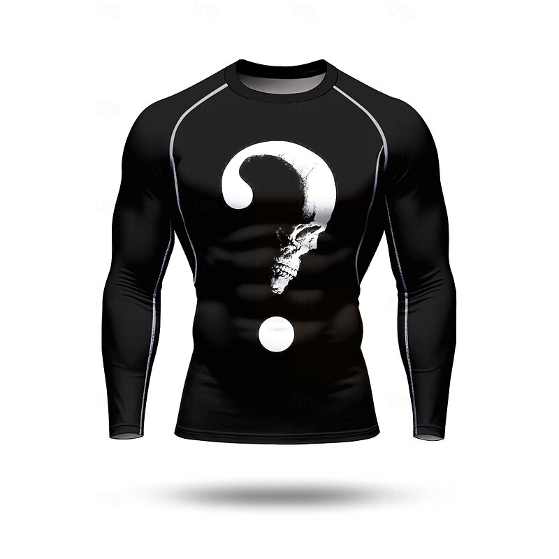 Men's Running T-Shirt Compression Shirt Running Shirt 3D Print Long Sleeve Base Layer Skull Quick Dry Compression Power Flex Moisture Wicking Gym Workout Active Training Exercise Sportswear Activewear