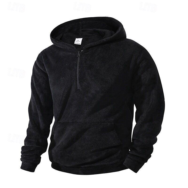 Men's Hoodie Quarter Zip Hoodie Fleece Hoodie Black White Navy Blue Blue Gray Hooded Plain Sports & Outdoor Casual Daily Streetwear Cool Sportswear Fall Winter Clothing Apparel Hoodies Sweatshirts4