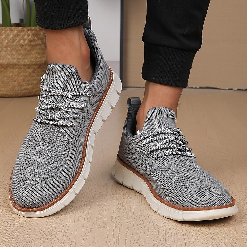 Men's Lightweight Gray Breathable Knit Sneakers – Casual Sport Running Shoes for Gym, Walking and Everyday Activities4