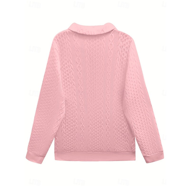 Women's Blouse Solid Color Stylish Casual Beach Long Sleeve Shirt Collar Regular Tops Daily Zipper White Pink Blue Purple Orange Spring Fall Winter2