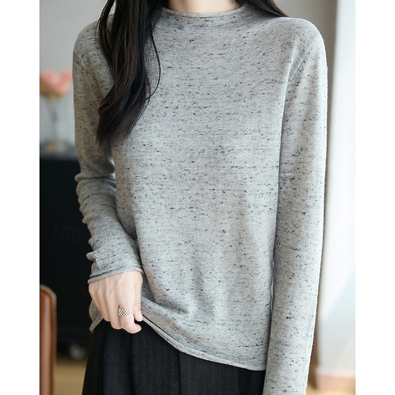 Women's Sweater Pullover Streetwear Casual Solid Color Ribbed Crew Neck Knitted Long Sleeve Regular Tops Knit Outdoor Daily Holiday Navy Blue Purple Fall Winter2