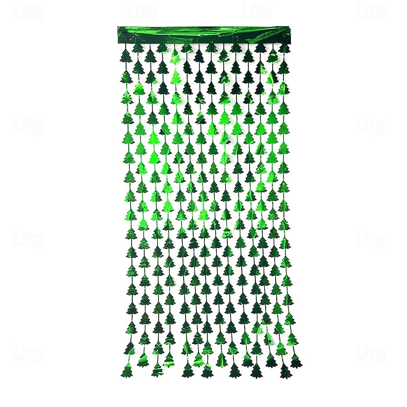 Christmas Tinsel Foil Fringe Curtain - Shiny Rain Curtain for Holiday Party Decoration, Sparkling Christmas Tree Backdrop4