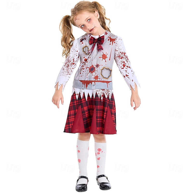 Zombie Halloween Dress Fancy Costume Group & Family Halloween Costumes Horror Scary Cosplay Kid's Adults' Women's Girls' Halloween Carnival Performance Party Easy Halloween Costumes Dress Up2