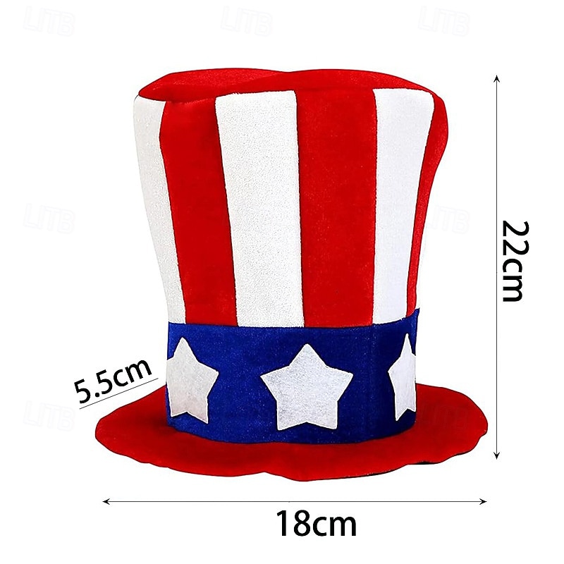 Men's Party Hat Bowler Hat Top Hat Red Polyester Fashion Casual Daily Festival American US Flag Adjustable Sunscreen Breathable2