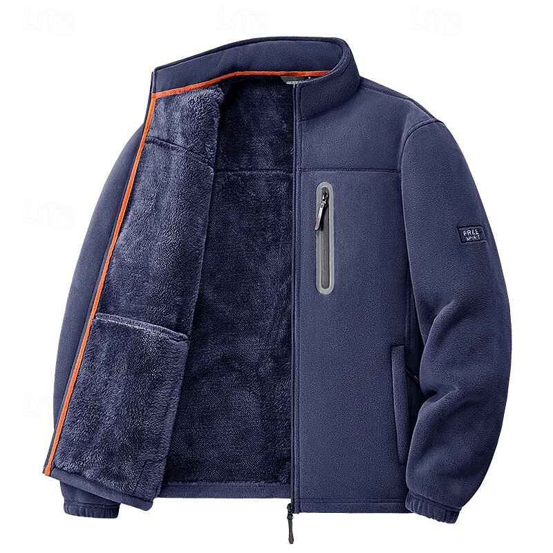 Men's Outdoor Jacket Fleece Jacket Sports & Outdoor Casual Pocket Fall Winter Solid Color Active Neutral Shirt Collar Regular Dark Gray Black Navy Blue Green Khaki Jacket4