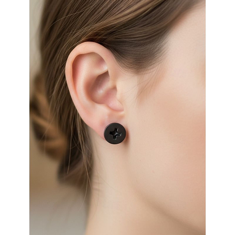 Women's Halloween Stainless Steel Screw Earrings – Punk Gothic Stud Jewelry for Costume Party and Cosplay3