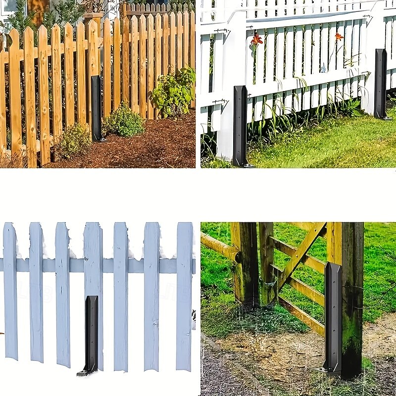 Heavy-Duty Metal Fence Post Repair Kit with Steel Anchors for Tilted and Damaged Wood Support3