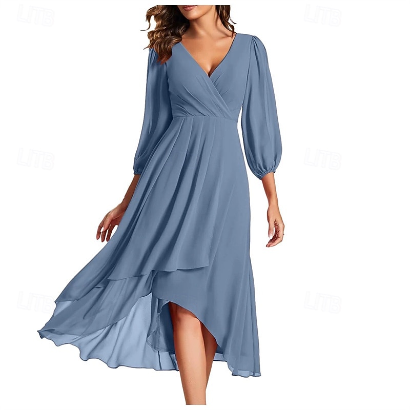 Women's Long Dress Maxi Dress Party Dress Chiffon Chiffon Dress Elegant Fashion Modern Outdoor Party Evening Party Regular Fit Plain Long Sleeve V Neck Black White Red Blue Spring Autumn2