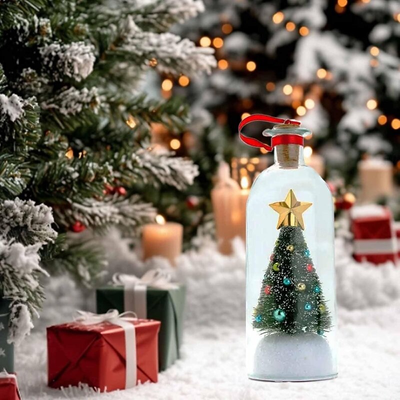 Christmas Tree Message in a Bottle Voice Recording Ornament Glass Christmas Tree Ornaments with Message Bottle Design Unique Recordable Holiday Decoration Gift for Family & Friends4