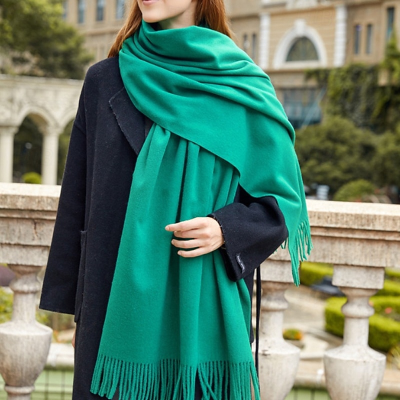 Women's Rectangle Scarf Infinity Scarf Daily Weekend Blue Orange Scarf Pure Color4