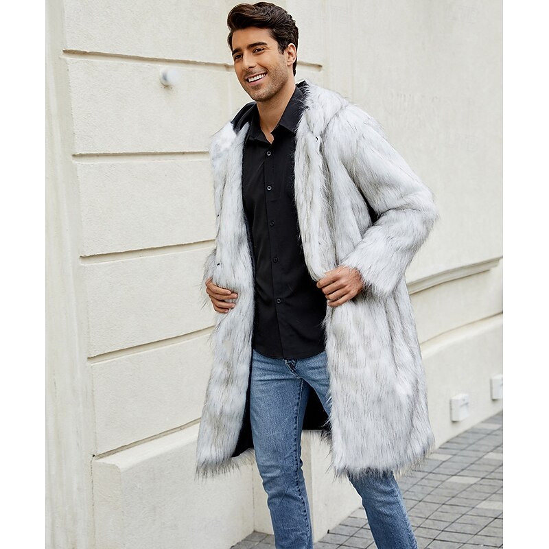 Men's Winter Coat Fur Coat Hoodied Jacket Outerwear Vacation Casual Winter Polyester Soft Outdoor Outerwear Clothing Apparel Warm Ups Comfort Leopard Pocket Hooded4