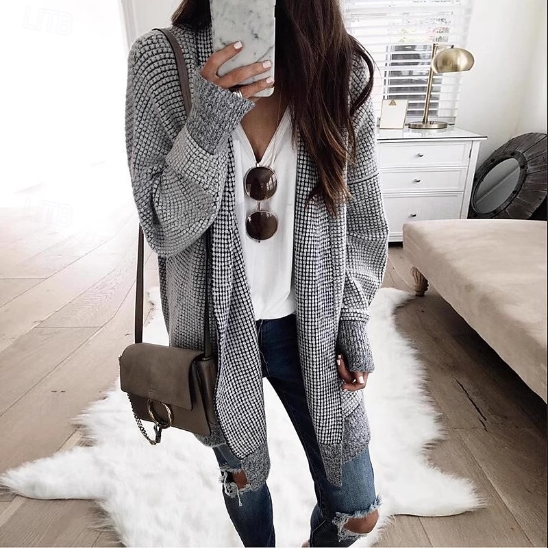 Women's Casual Jacket Warm Comfortable Buttons Fashion Outdoor Plain Going out Weekend Single Breasted Regular Lapel Regular Fit Long Sleeve Outerwear Gray Fall Winter
