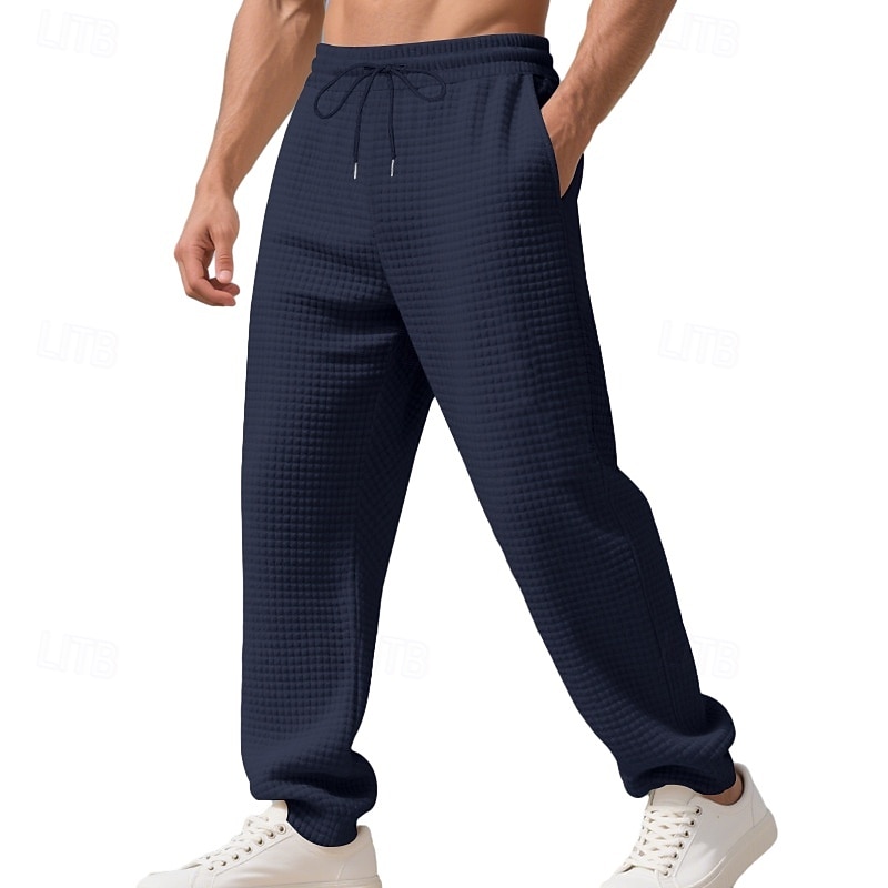 Men's Sweatpants Wide Leg Sweatpants Trousers Casual Pants Open Bottom Sweatpants Jacquard Drawstring Elastic Waist Plain Moisture Wicking Breathable Full Length Sports Outdoor Casual Daily Fashion