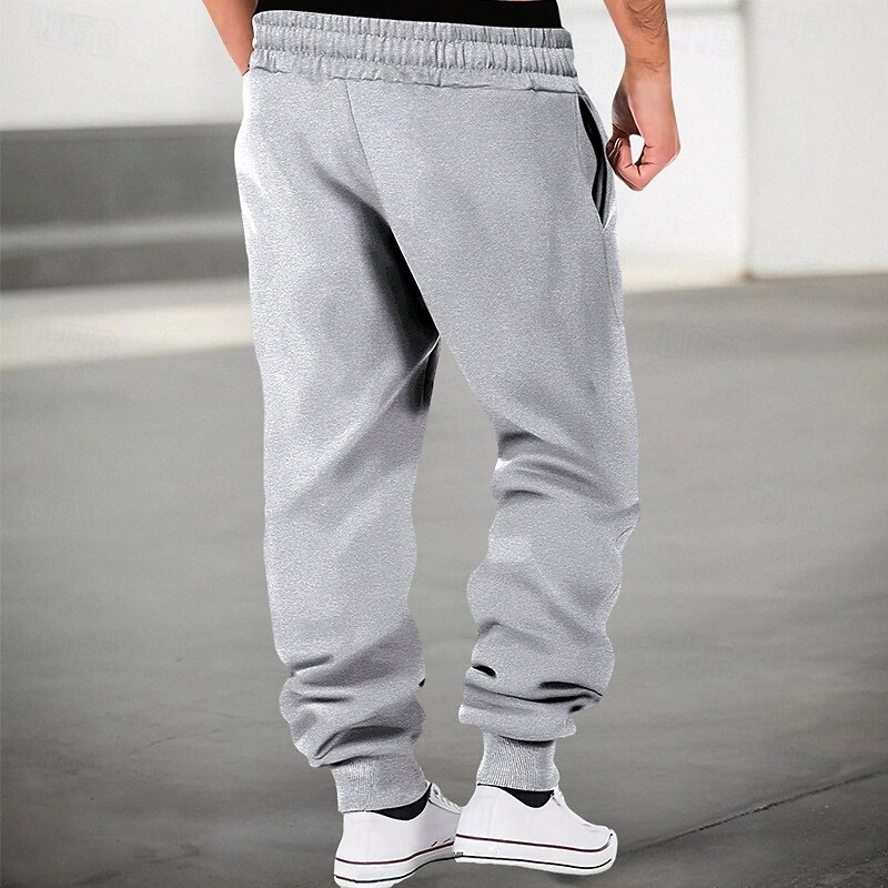 Men's Sweatpants Joggers Trousers Drawstring Elastic Waist Cow Plain Moisture Wicking Breathable Full Length Outdoor Sports Outdoor Casual Fashion Streetwear Black Light Grey4