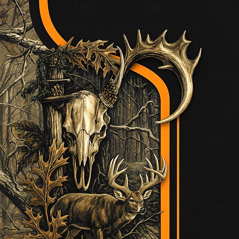 Men's Deer Sweatshirt Hunting Zip Outdoor Sports Outdoor Black Green Fall All Seasons Designer2