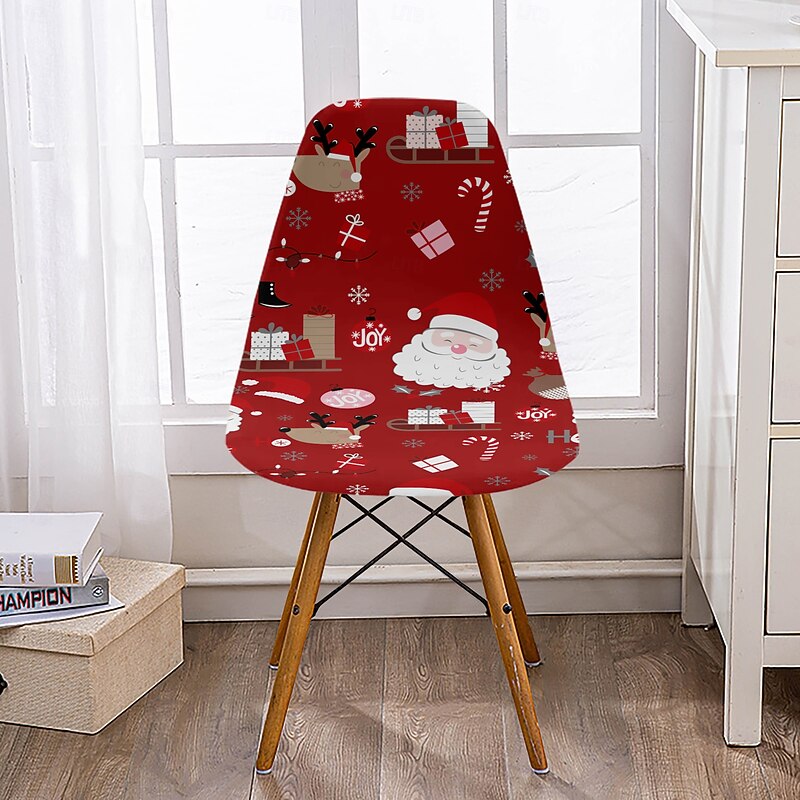 1/2/4/6pcs Christmas Milk Silk Shell Chair Covers, High Elastic Full Slip-On Washable Soft Protective Slipcovers, Decorative Dining Chairs for Parties, Restaurants, and Hotels4