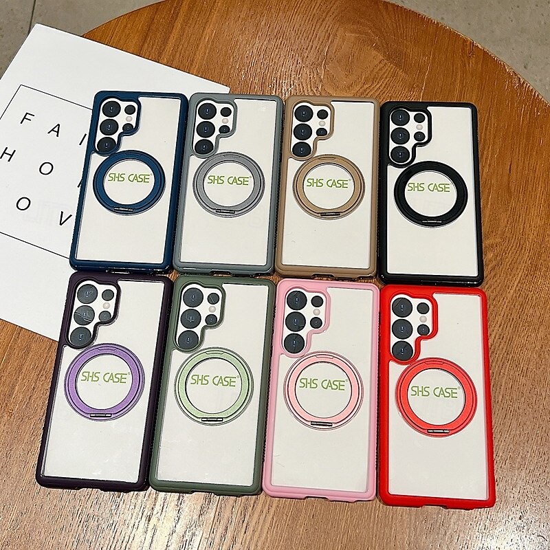 Phone Case For Samsung Galaxy S25 Ultra Plus S25 Edge S24 Plus Back Cover Support Wireless Charging Kickstand Shockproof Retro TPU