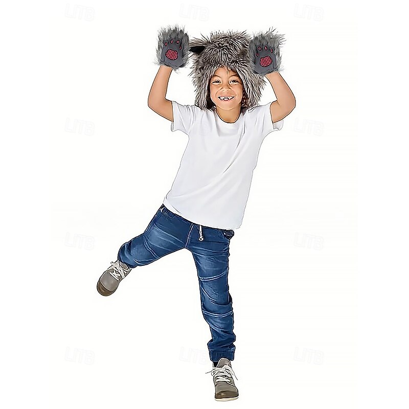 Men's Halloween Wolf Ear Hat – Furry Polyester Plush Costume Cap for Cosplay, Party and Winter Wear4