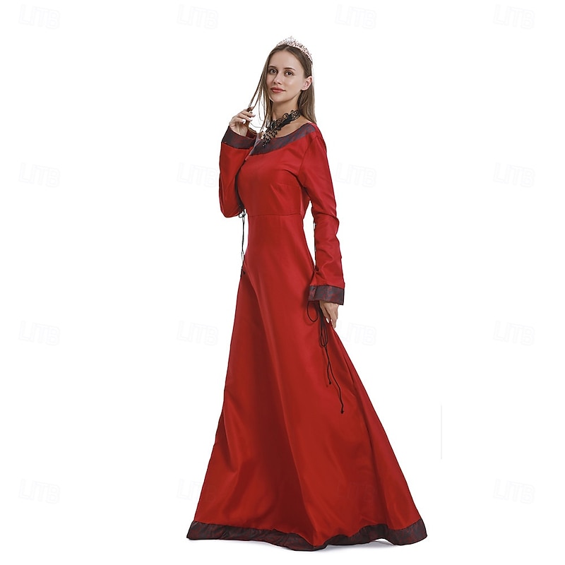 Retro Vintage Medieval Renaissance Floor Length Tunic Dress Viking Celtic Knight Fancy Dress Women's Celtic Viking Halloween Carnival Performance LARP Ren Faire Adults Dress4
