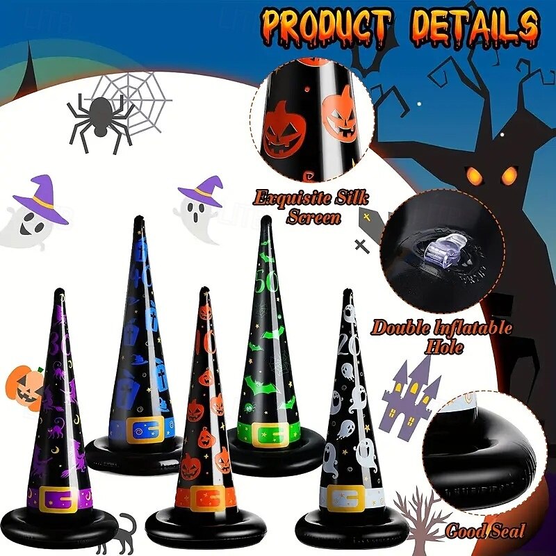 Halloween inflatable witch hat toss ring plastic toss rings for indoor and outdoor garden fun adult family holiday item random color toss rings set of 15pcs including 10 assorted colors and 5 colo3