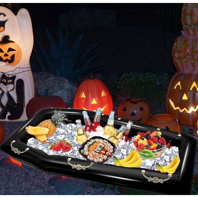 1 PC Inflatable Outdoor Festival Decorations Essential! Inflatable coffin - 52*31inch Extra Large PVC Party Supplies for Halloween Decoration Outdoor Games and Beverage Storage Perfect for Summer P4