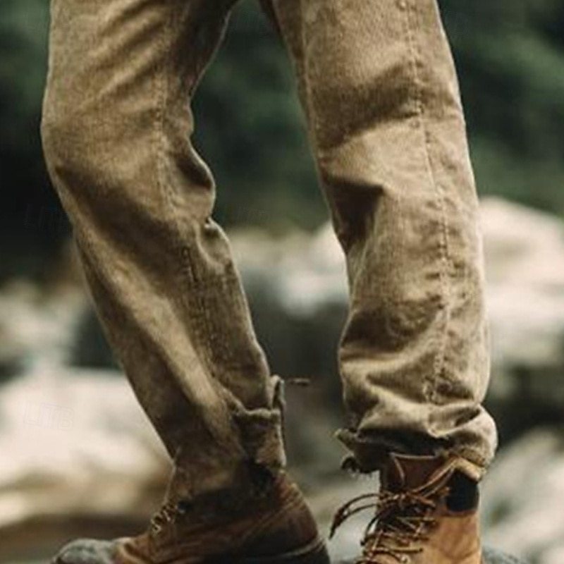 Men's Trousers Dress Pants Corduroy Pants Chinos Pocket Buttons Plain Comfort Formal Party Work Fashion Classic Style Khaki Micro-elastic3