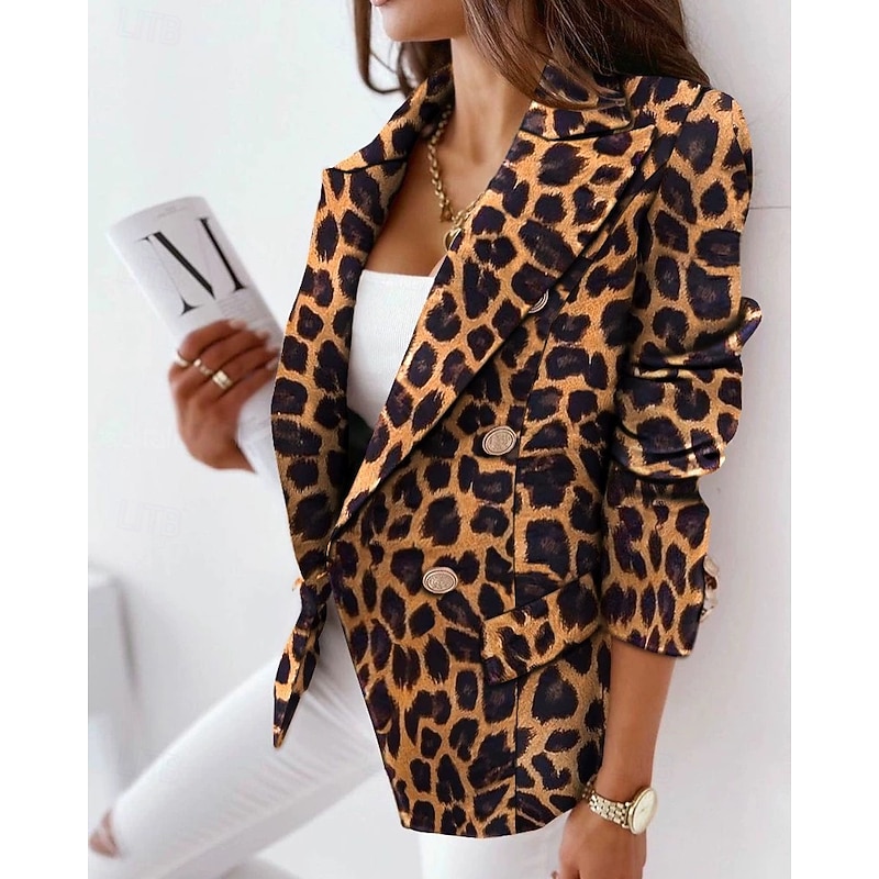 Women's Blazer Comfortable Buttons Elegant Fashion Outdoor Color Block Going out Casual Daily Weekend Double Breasted Regular Lapel Regular Fit Long Sleeve Outerwear Black Yellow Pink Spring Fall4