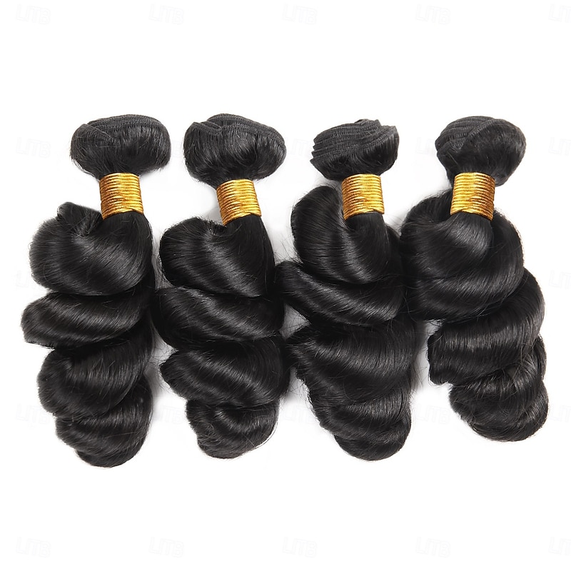 Loose  Wave Bundles Human Hair (18 18 20 20 Inches Loose Wave 4 Bundles) Brazilian Human Hair Bundles 1B Color for Women2