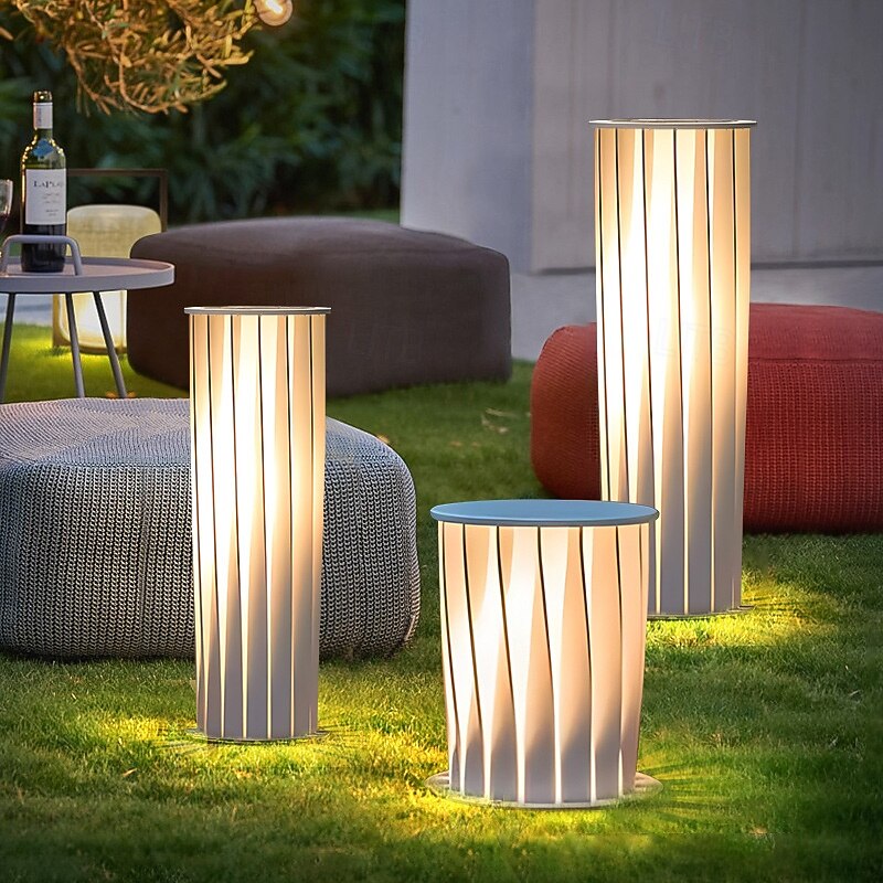 Twisted Metal Lantern LED Waterproof White Modern Twisted Metal Lantern LED Waterproof White Modern Lawn Lights3